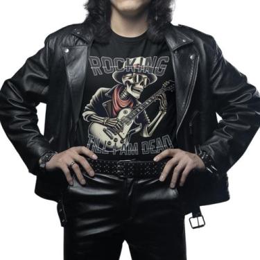 Imagem de Camiseta Masculina Camisa Manga Curta GuGi T-shirt Esqueleto Rockeiro,