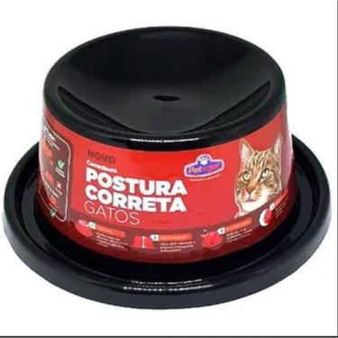 Imagem de Comedouro Elevado Antiformiga P/ Gatos Postura Correta RosaAzulPreto -