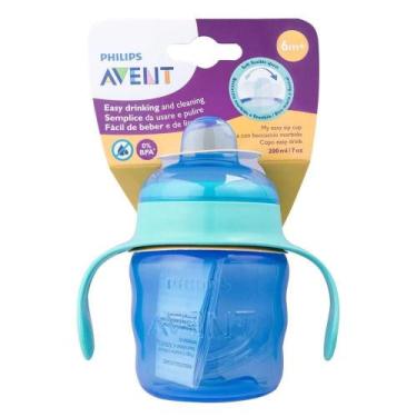 Imagem de Copo Philips Avent Easy Sip com Alças Bico de Silicone Azul 200ml, Azu