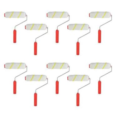 Imagem de Kit 10 Rolo Lã Sem Respingo 15cm Pintura Tinta Latex Roma