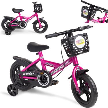 Imagem de Bicicleta Infantil Aro 12 Rosa Speedy com Rodinhas Removíveis Menina Freio Seguro Presente Cestinha Cesto Diversão e Segurança - Baby Style