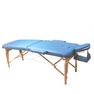Imagem de Maca Dobrável Madeira 350kg Estética Massagem Portátil Cor Azul Claro - Gold - Modelo Top 1,90x70cm