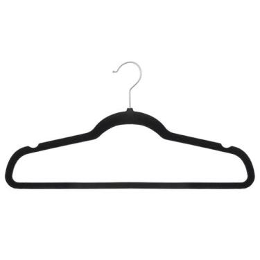 Imagem de Kit 10 Unidades Cabide De Veludo Modelo Ultrafino IKAZA, Preto