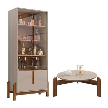 Imagem de Cristaleira Com Mesa de Centro Lizz Pés de Madeira Maciça - Loja DoceL