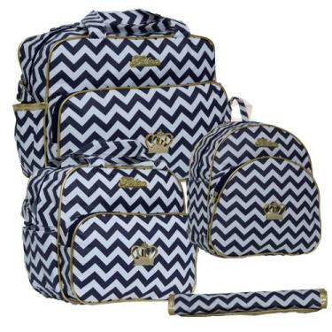 Imagem de Kit Bolsa Bebê Saída Maternidade Mochila Azul Menina/Menino - Plike Ba