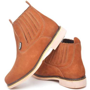 Imagem de Botina Chelsea Masculina Nobuck Couro Clássica Bico Quadrado Adulto e 