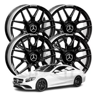 Imagem de kit 4 Rodas aro 19 Mercedes a45 C63 Preta Brilhante 5x112 - RAW, Preto