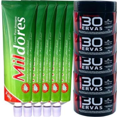 Imagem de Revenda Atacado 5 Gel 30 Ervas Power 300g + 5 Creme Para Massagem Mil 