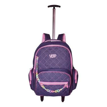 Imagem de Mochila Infantil Yeep Jeans Meninas Rodinhas Escolar Cordinh