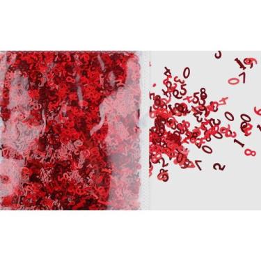Imagem de Glitters em Forma de Número Holográfico  - Artesanato, Vermelho