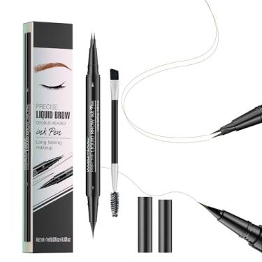 Imagem de Caneta de sobrancelha Hello Kiss Microblading – Caneta de sobrancelha microblading de ponta dupla com ponta ultrafina e pincel cria sobrancelhas impecáveis, à prova d'água e de longa duração (marrom
