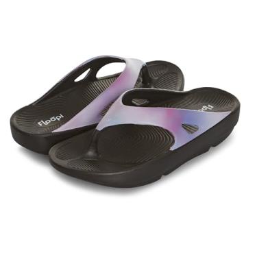 Imagem de Floopi Sandália feminina leve para mulheres, sandália esportiva feminina com suporte de arco, chinelos de praia à prova d'água para mulheres, Tie Dye roxo, 41