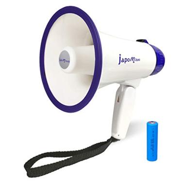 Imagem de japomizuno Alto-falante megafone recarregável, megafone portátil com gravação e sirene 240, alcance de 800 jardas, bateria recarregável incluída, compatível com pilhas alcalinas, potente e leve