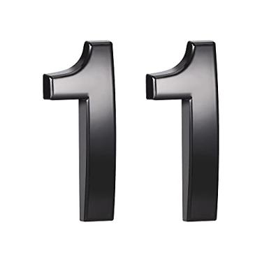 Imagem de uxcell Número de casa autoadesivo, plástico ABS de 7 cm número 1 para casa hotel caixa de correio placa de endereço preto 2 peças