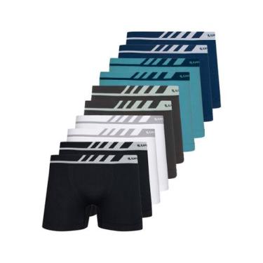 Imagem de Kit com 10 Cuecas Boxer Lupo 671-002 Colorido, Chumbo, GG