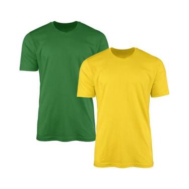 Imagem de Kit 2 Camisetas AMGK Masculina Lisa Básica 100% Algodão, Masculino, M,
