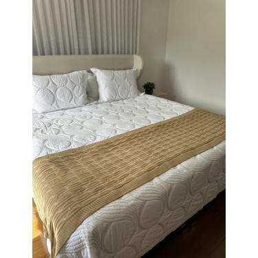 Imagem de Peseira Manta Trico Cama Casal 180x60cm Trançada - Calu Tricot, Champa