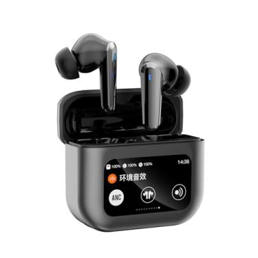 Imagem de Waillynice Fones de ouvido Bluetooth 5.4 abertos, fones de ouvido sem fio esportivos sobre fones de ouvido microfone embutido com ganchos de ouvido 50H Playtime Fones de ouvido com tela de LED (tela