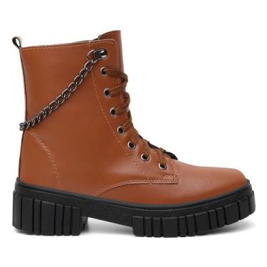 Imagem de Bota Coturno Feminino Caramelo Sola Tratorada - Rizzicomercio, 35