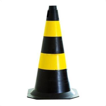 Imagem de Cone Sinalização Amarelo E Preto 50cm Plastcor - Plastcor 