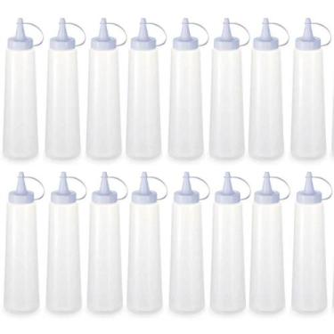 Imagem de Kit 16 Bisnagas Plásticas Grandes 400ml Crepe Maionese Ketch - Plasval