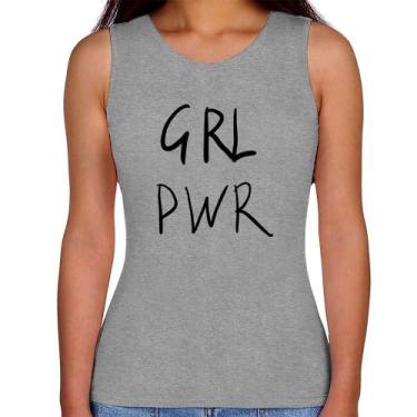 Imagem de Regata Feminina GRL PWR - Foca na Moda, Cinza, G