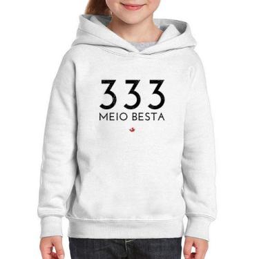 Imagem de Moletom Infantil 333 Meio Besta - Foca na Moda, Branco, 12