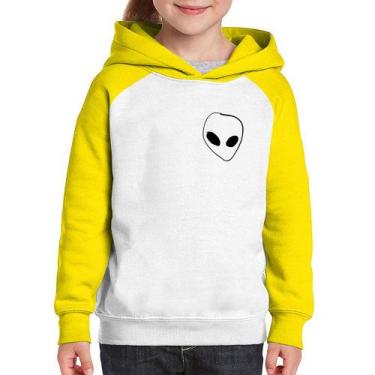 Imagem de Moletom Infantil Pocket Alien - Foca na Moda, Branco, Amarelo, 4
