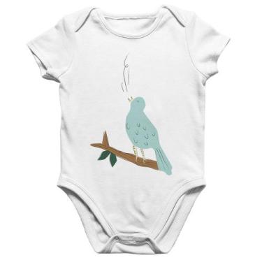 Imagem de Body Bebê Algodão Passarinho Cantando - Foca na Moda, Branco, G