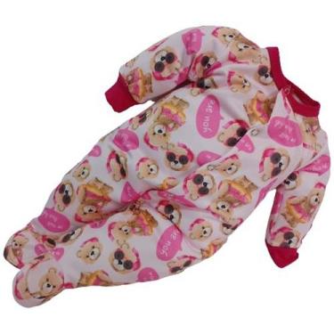 Imagem de Macacão Moletinho Longo Luxo Bebê Menina Lessa Kids Ref 7987, Rosa, P 