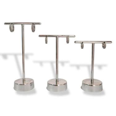 Imagem de Trio Expositor Brinco Metal - PRATA - P M G - 2 furos - J&F