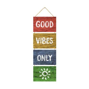 Imagem de Placa Decorativa MDF Corda P Pendurar Frase Good Vibes Only - Cia Lase