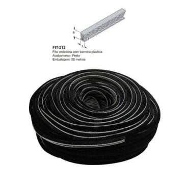 Imagem de Fita escovinha de vedação para perfil de alumínio 5x8mm Preto - De aco