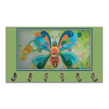 Imagem de Cabideiro de Parede Porta Colar Chaves Cintos Toalhas Borboleta verde 