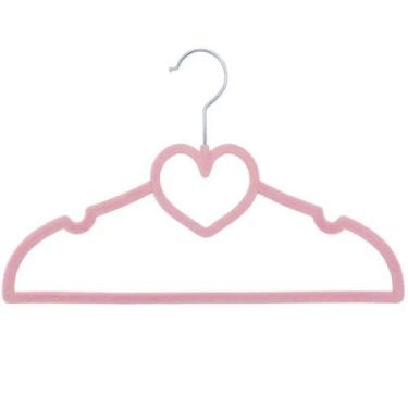 Imagem de Cabide Infantil Veludo Coração Rosa 5und Clingo