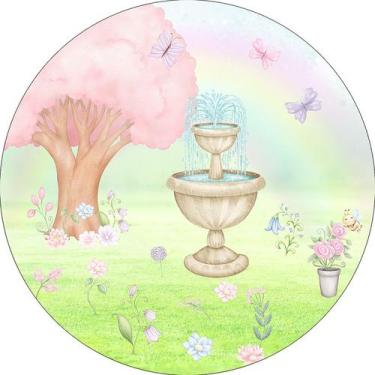 Imagem de Painel De Festa Redondo 1,50x1,50 - Jardim Encantado Aquarela 047 - Vi