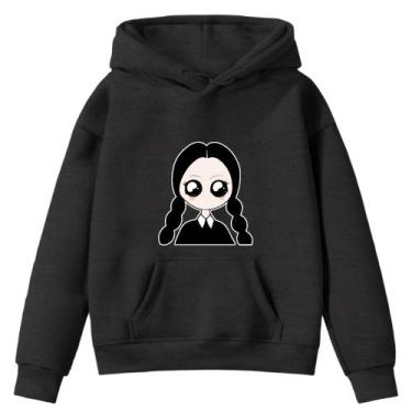 Imagem de Moletom Infantil Wandinha Fofa Pequena Desenho Infância Bolso Canguru 