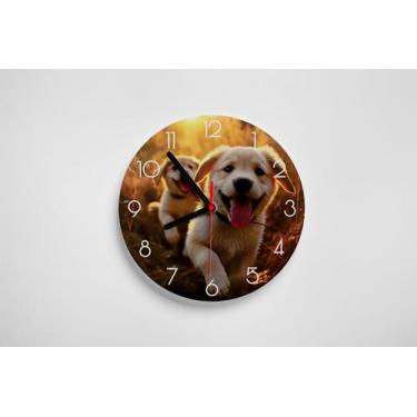 Imagem de Relógio De Parede Redondo Cachorros Fofinhos 32x32cm Ps 2mm - PRESENTE