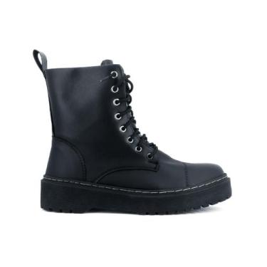 Imagem de Bota Coturno Feminino Preta Estilosa e Confortável - Dshoes, 35, Preto
