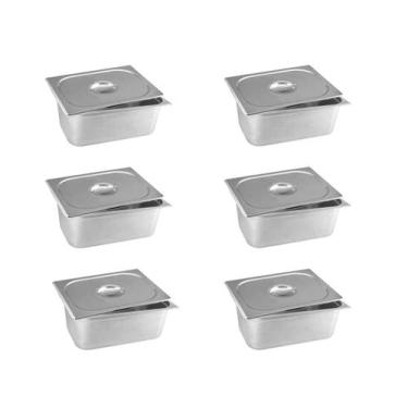 Imagem de Cuba Gn Com Tampa Inox 1/1x150mm  E0,7 Kit 6pçs - Ipe Cozinhas