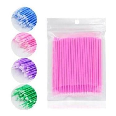 Imagem de Kit 100 Microbrush Cotonete Alongamento Fio A Fio Cílios - oem