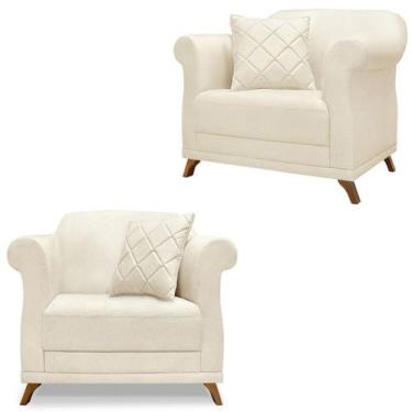 Imagem de Kit 2 Poltronas Decorativas Retro Polo Linho Perola Ezz - Milani Store