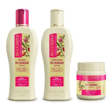 Imagem de Kit Shampoo + Condicionador + Máscara Bio Extratus Pós-Coloração 250ml