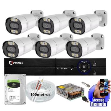 Imagem de kit Cftv 6 Câmeras De Segurança Colorida Dia Noite Full Color 1080p Dv