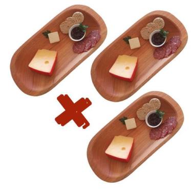 Imagem de Kit 3 Gamela Artesanal Madeira Maciça Rústica Para Petisco Carnes Chur