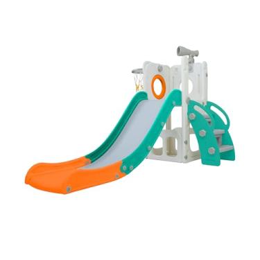 Imagem de Freso Baby Playground Infantil 4x1 Mini Mundo Spring 1 Torre, Para Crianças de 1 a 4 anos, Compacto e Fácil Montagem, com Escorregador, Cesta de Basquete e Bola, Escalada, Luneta