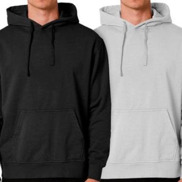 Imagem de Kit 2 Blusas Moletom Masculino Canguru Com Capuz  Liso Sem Estampa Liso-Masculino