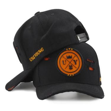Imagem de Boné Original Use Young Preto Masculino Feminino logo Laranja Estilo R