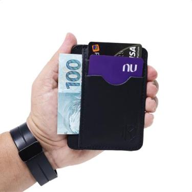 Imagem de Carteira masculina porta cartao slim em couro legitimo - ROMORO, Preto