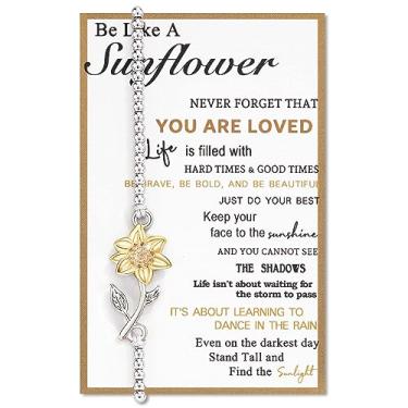 Imagem de Tarsus Presentes de girassol para mulheres e meninas adolescentes, pulseiras de girassol para filha, Sem pedras preciosas